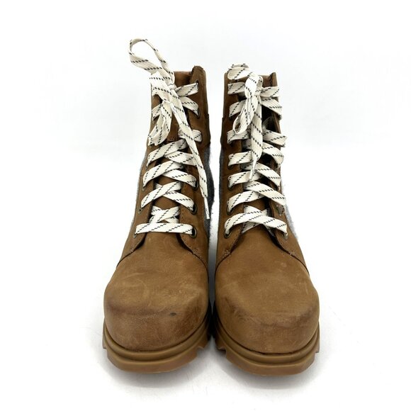 Sorel Joan Of Arctic Lexie III Hidden Wedge Boot Waterproof Leather Tan Grey 10 - Picture 5 of 8